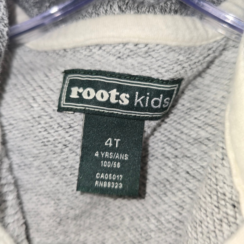 Roots Kids Hoodie 4T Toddler Grey Salt & Pepper Full Zip Beaver Logo Sweatshirt - Picture 5 of 8